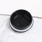 Insulated stainless steel tumbler with black lid and silver rim, 350ml 