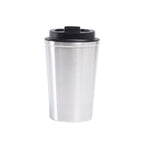 Insulated stainless steel tumbler with black lid and silver rim, 350ml 