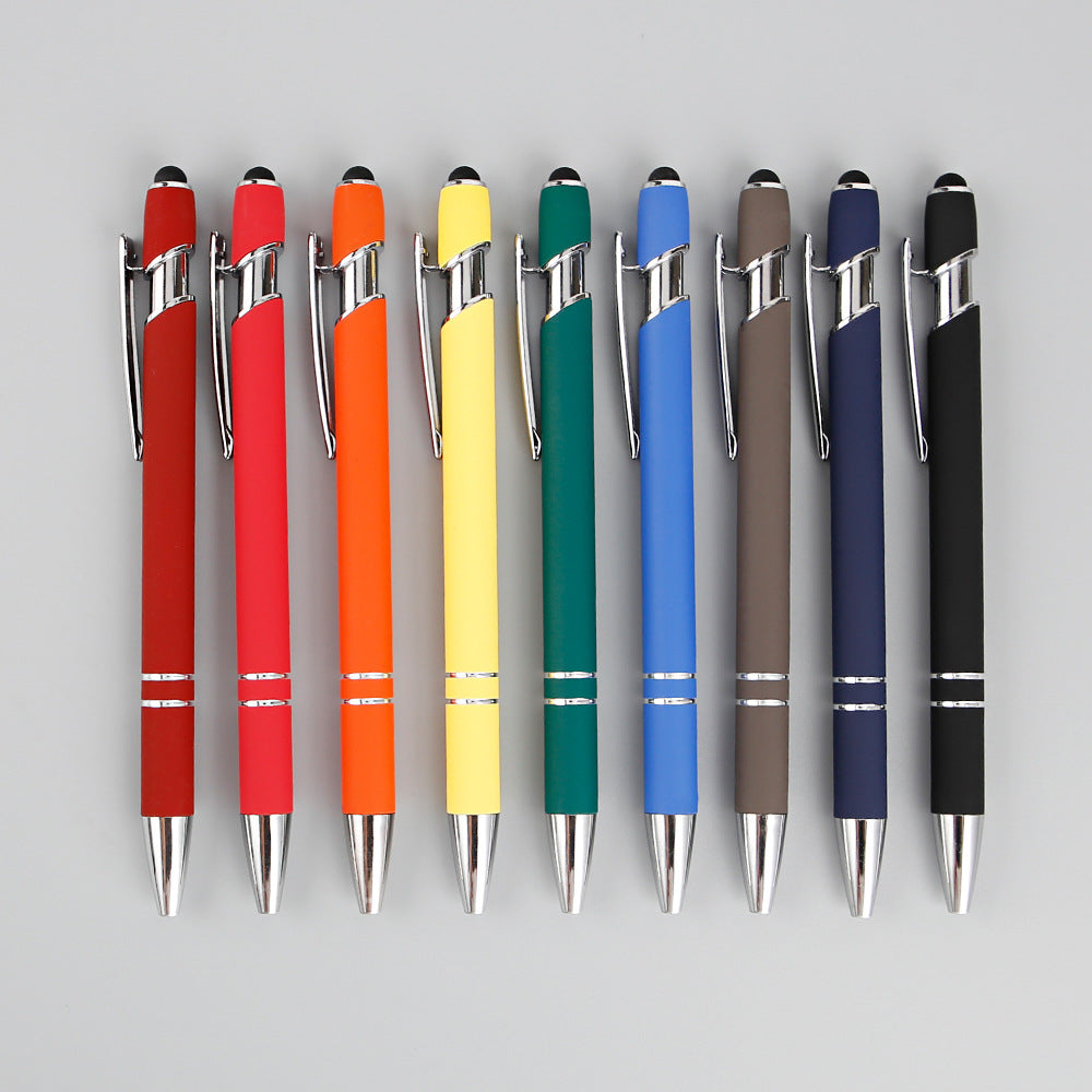 Custom pens made of aluminum and plastic with black ink