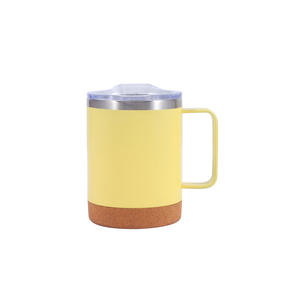 350ml eco-friendly, personalized, leak-proof steel and recycled natural cork mug with lid