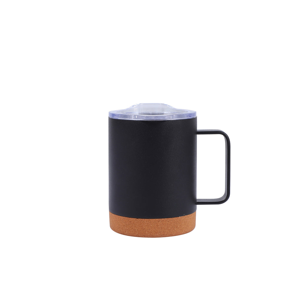 350ml eco-friendly, personalized, leak-proof steel and recycled natural cork mug with lid