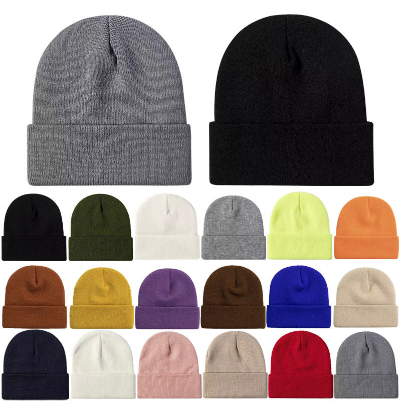 Promotional stretch knit beanies with rolled cuff