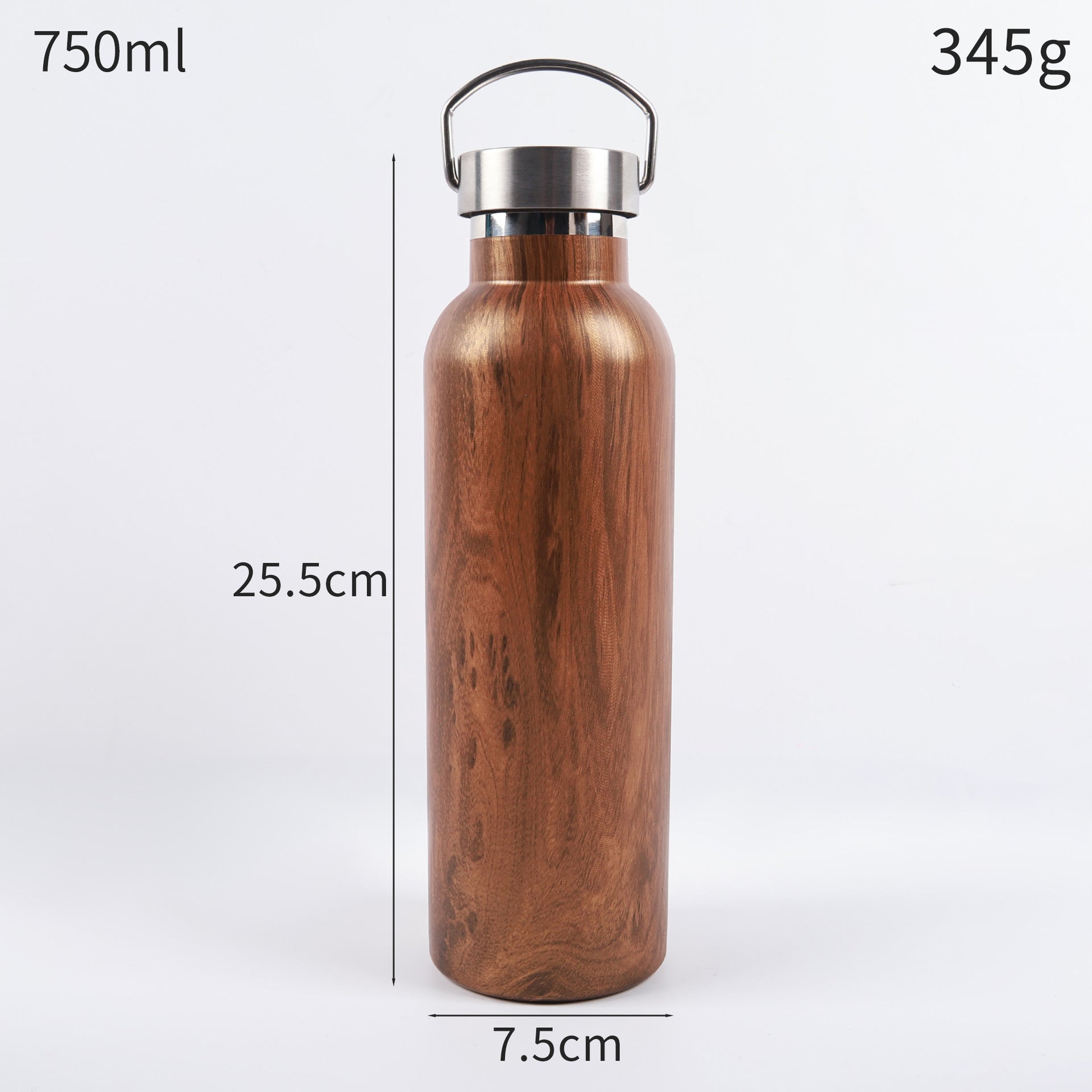 Stainless steel water bottle with bamboo-patterned wall, lid and handle, 500ml and 750ml, ideal eco-friendly gifts 