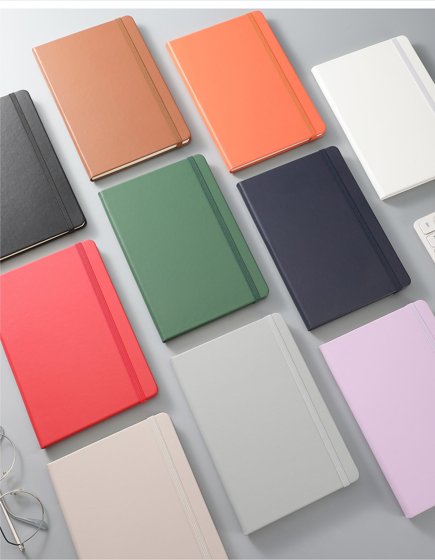 Recycled A5 notebook with fruit design (banana, pineapple) personalized with your logo and lined pages