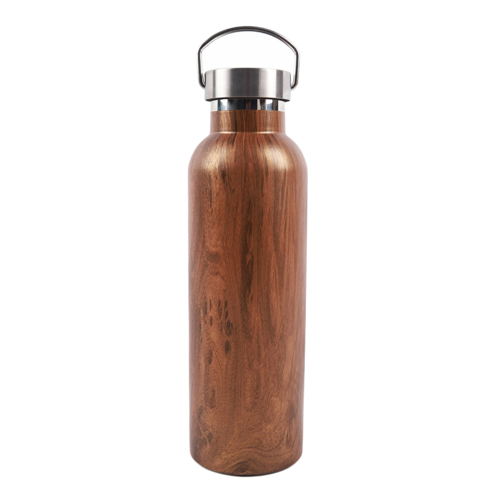 Stainless steel water bottle with bamboo-patterned wall, lid and handle, 500ml and 750ml, ideal eco-friendly gifts 