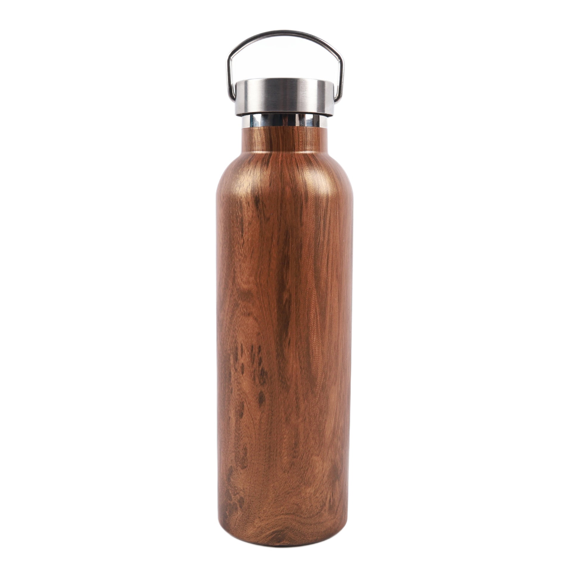 Stainless steel water bottle with bamboo-patterned wall, lid and handle, 500ml and 750ml, ideal eco-friendly gifts 