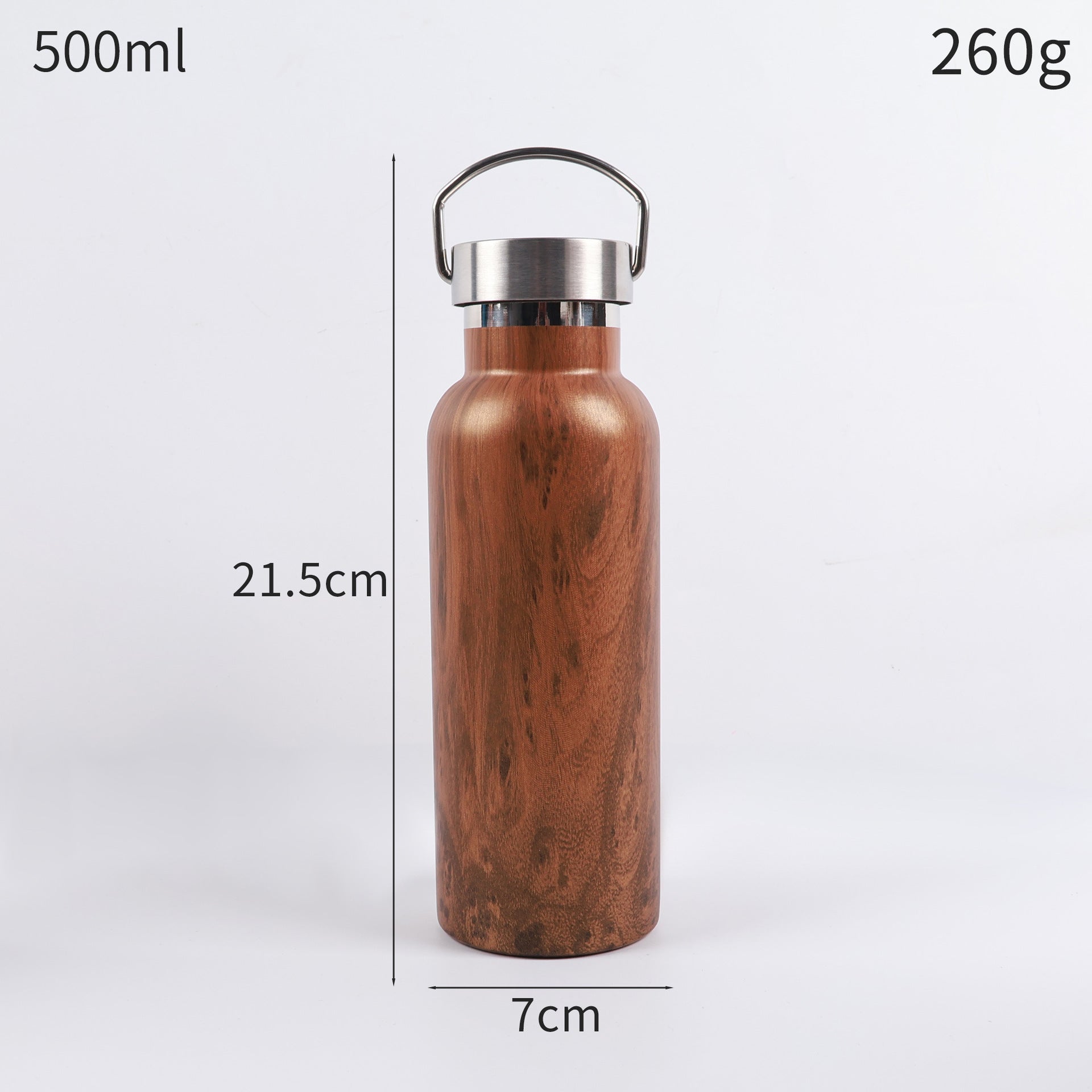 Stainless steel water bottle with bamboo-patterned wall, lid and handle, 500ml and 750ml, ideal eco-friendly gifts 