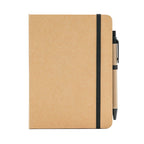 A5 notebook personalized with recycled logo, elastic closure, black lined pages, EcoNote