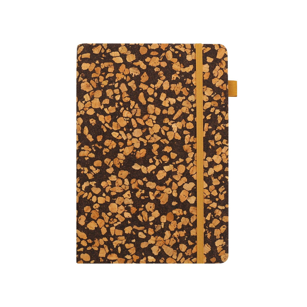 A5 notebook with a hard cover in a coffee bean pattern.