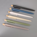 Recycled plastic pen, 6 colors, made of ABS with a bamboo push button, blue or black ink 