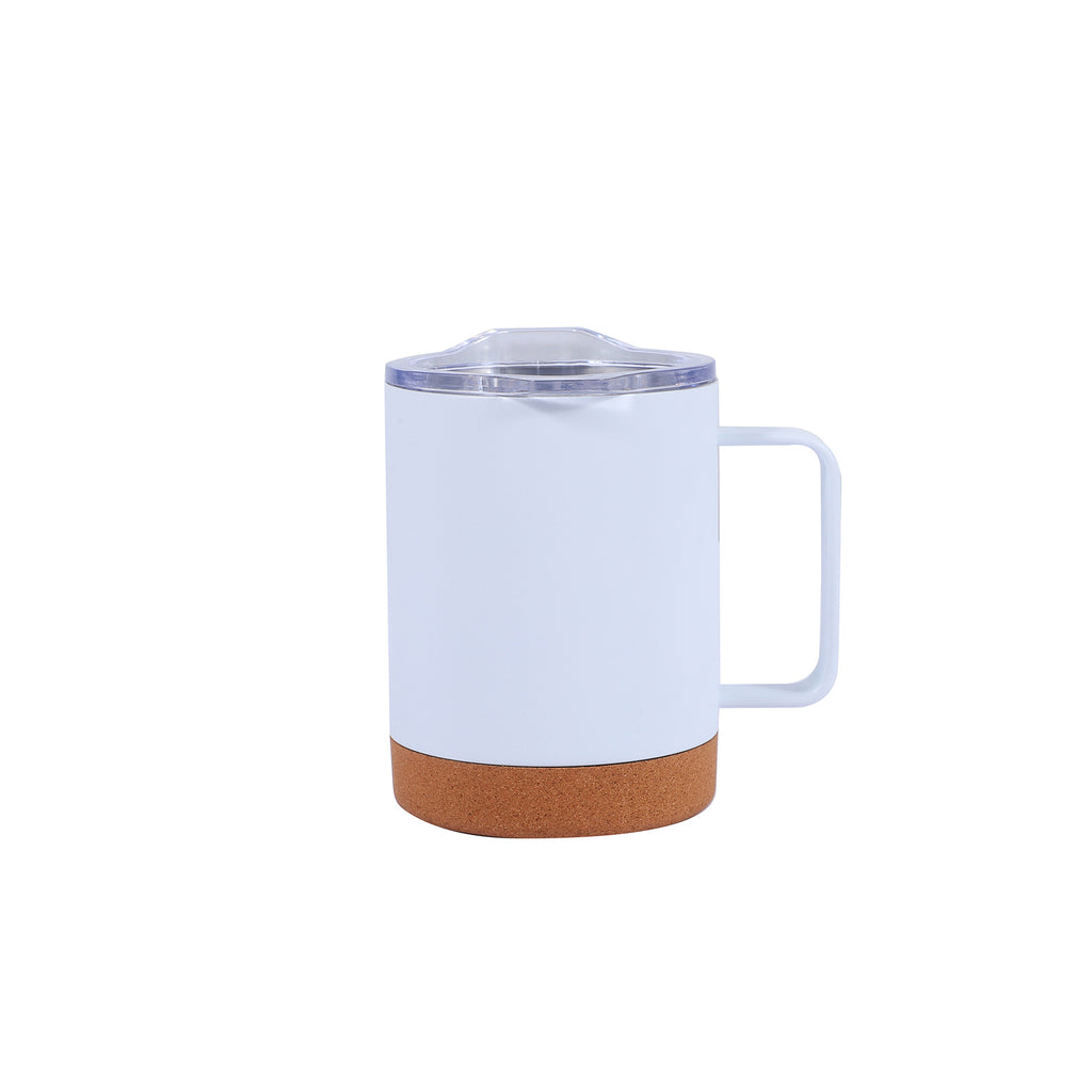 350ml eco-friendly, personalized, leak-proof steel and recycled natural cork mug with lid