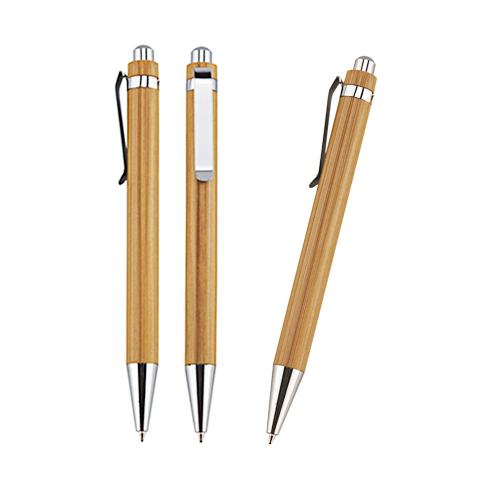 Pen with a wooden body and chrome finish, with blue or black ink