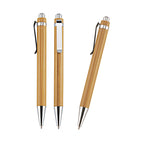 Pen with a wooden body and chrome finish, with blue or black ink