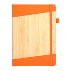 A5 sustainable notebook in bamboo and PU leather, lined pages, EcoBamboo logo customization