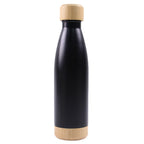 Insulated steel water bottle with bamboo cap, 500ml or 750ml, Satin finish, eco-friendly, customizable with logo 