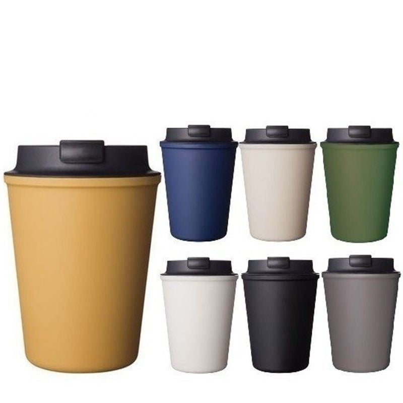 Plastic mug with leak-proof lid and opening, 350ml 