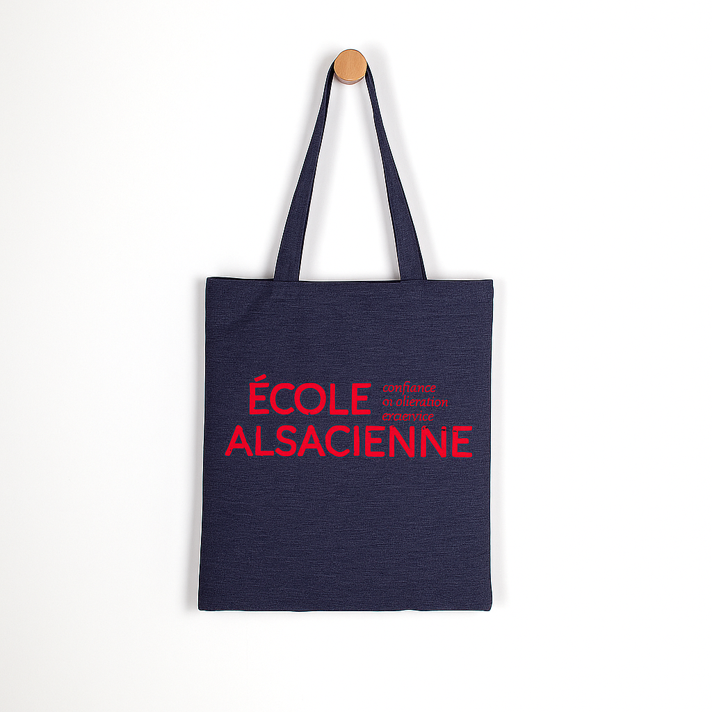 Denim bag with interior pocket and long handles, 300 g/m²