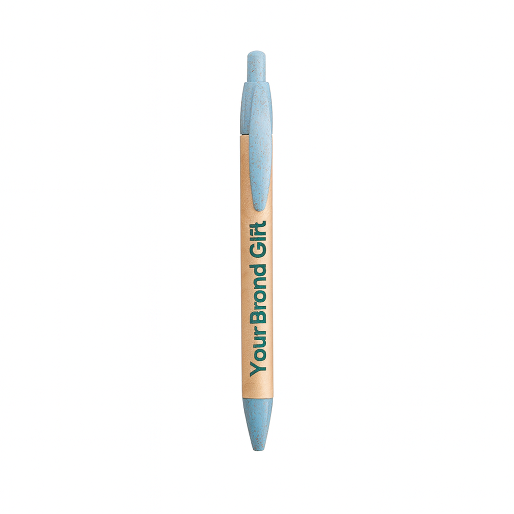 Pens with a durable cardboard and recycled wheat fiber body, blue or black ink