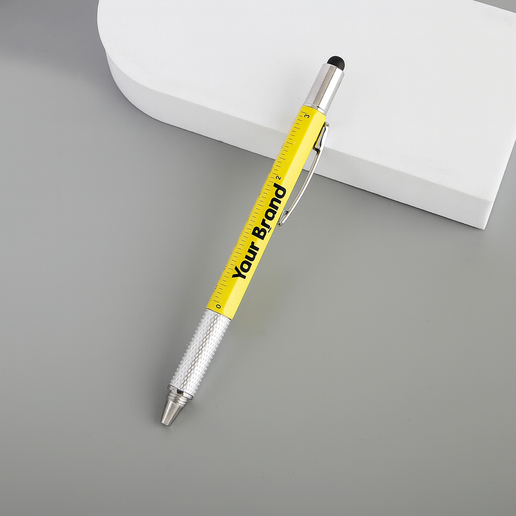 Multi-function promotional pen with measuring function and black ink 